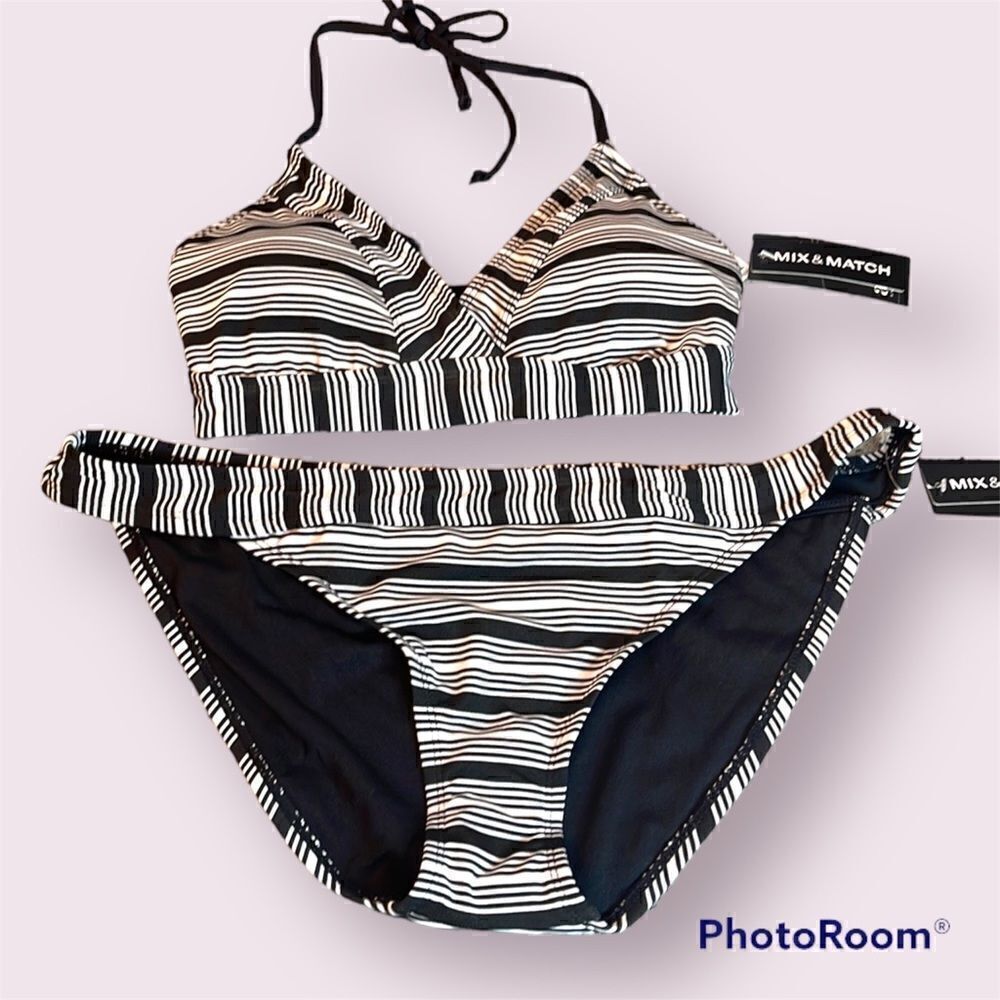 A.N.A. Black & White Stripe 2-Piece Bikini *NEW*